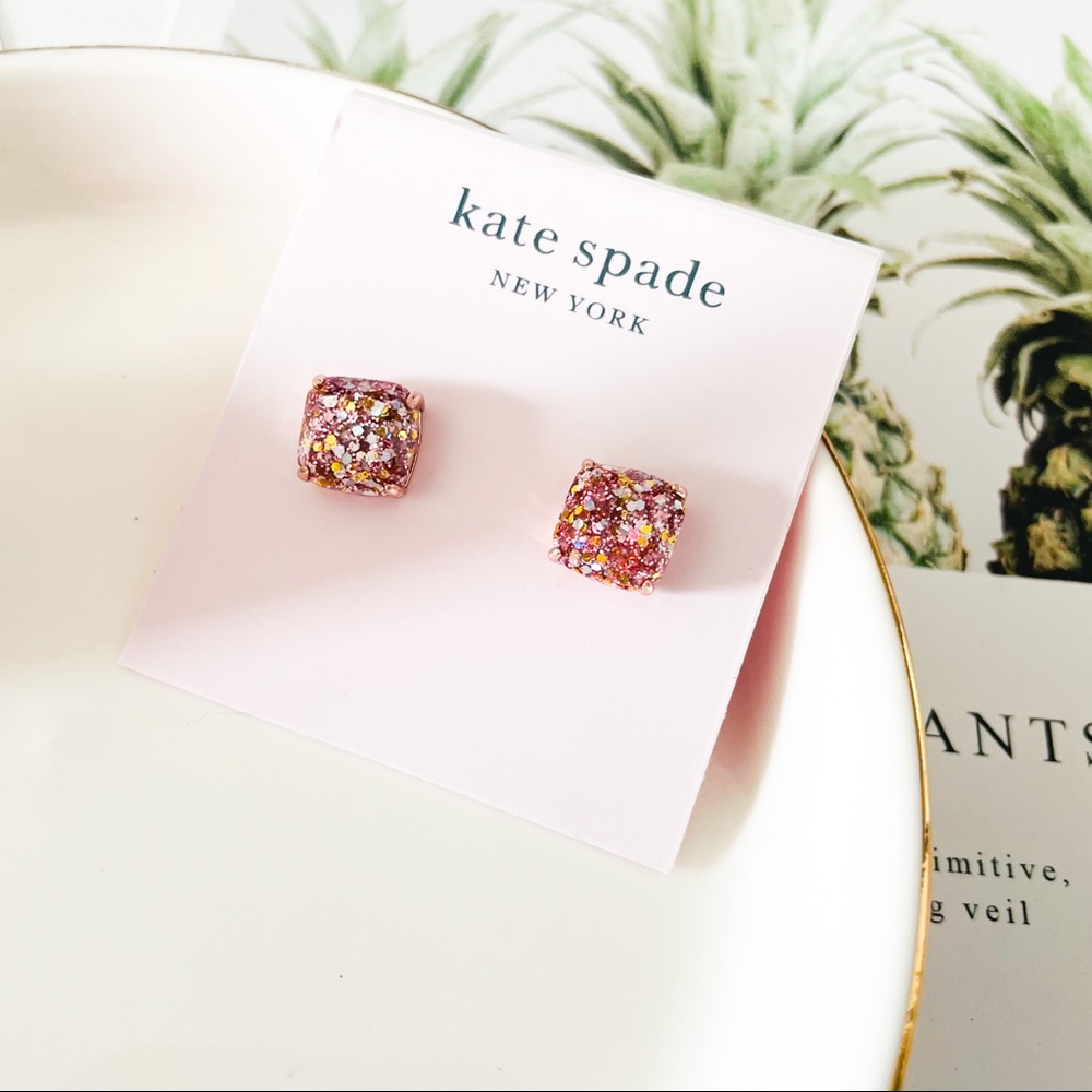 Kate Spade Mini Glitter Stud Earrings Rose
